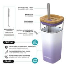 QUOKKA Liquid Cube pohár so slamkou 540 ml, lilac gradient