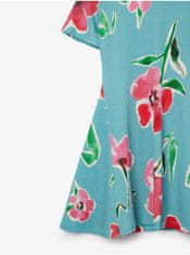 Desigual Ružovo-tyrkysové dievčenské kvetované šaty Desigual Belisa 134-140