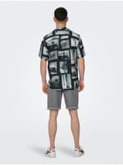 ONLY&SONS Čierna pánska vzorovaná košeľa Nano XL