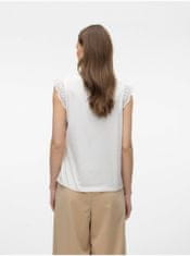 Vero Moda Biele dámske tričko s čipkou Vero Moda Emily XS