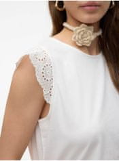 Vero Moda Biele dámske tričko s čipkou Vero Moda Emily L