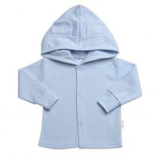 Baby Nellys Žebrovaná rostoucí souprava 4D, zavin. body, kalhoty, kabátek a čepička, modrá - 56-62 (0-3m)