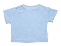 Baby Nellys Dětská letní mušelínová 2D sada tričko kr. rukáv + kraťasy, modré - 104-110 (3-5r)