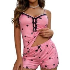 Dámske luxusné čipkované pyžamo – krátke, ružová XL | LUNAR