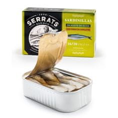 Serrats Espelette - BABY sardinky (16-20ks) Sardina pilchardus, v olivovom oleji s paprikou Espelette 115g 