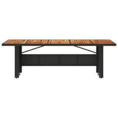 Vidaxl Záhradný stôl s akáciovou doskou čierny 240x90x75 cm polyratan