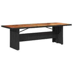 Vidaxl Záhradný stôl s akáciovou doskou čierny 240x90x75 cm polyratan