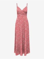 ONLY Červené dámske kvetované midi šaty ONLY Nova XL