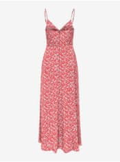 ONLY Červené dámske kvetované midi šaty ONLY Nova XL