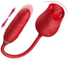 XSARA Ženský dvojitý masturbátor 100 možností použití s posuvným penisem a pohyblivým jazykem 2v1 - 77452900