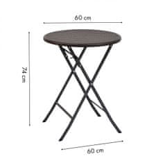 ModernHome Skladací záhradný stolík ratan 60 cm hnedý