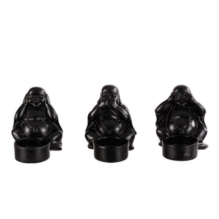 Design Scandinavia Čajové svietniky Tri opice, súprava 3 ks, čierna