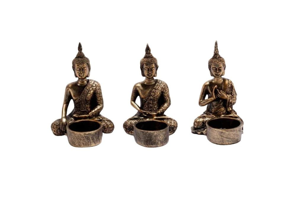 Design Scandinavia Čajové svietniky Budha, 13 cm, 3 ks, bronzová