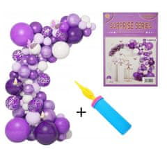FunCo Veľká sada balónikov na girlande s pumpičkou fialovo-čierno-biela 120 ks