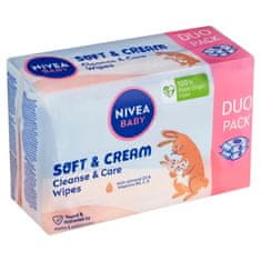 Nivea Baby Soft & Cream Čistiace a ošetrujúce obrúsky 2 x 57 ks