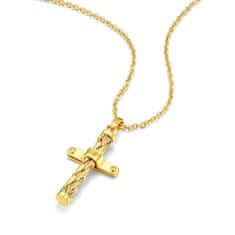 Police Nadčasový pozlátený náhrdelník s krížikom Crossed PEAGN0032401