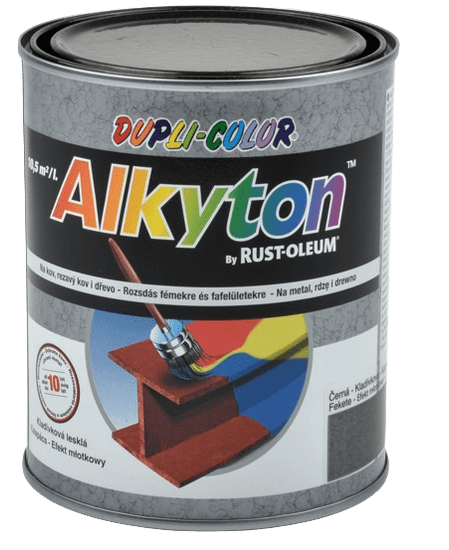 DUPLI COLOR ALKYTON - Kladivková farba na hrdzu 2v1 (kladivková čierna, 0,25 L)