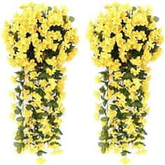 Netscroll Umelo kvetinové visiace kvety, umelé visiace kvety s prírodným vzhľadom na vonkajšie alebo vnútorné použitie, na terasu, záhradu, balkón, svadby, oslavy, chodbu, 80cm, žltá farby, HangingFlowers