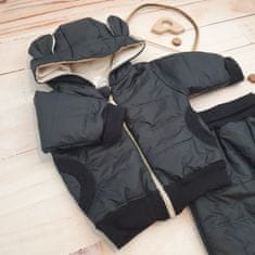 Z&Z Stylová prošívaná bunda s kapucí + kalhoty - černá - 68-74 (6-9m)