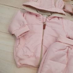 Z&Z Stylová prošívaná bunda s kapucí + kalhoty - růžová - 80-86 (12-18m)