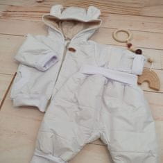 Z&Z Stylová prošívaná bunda s kapucí + kalhoty - bílá - 80-86 (12-18m)