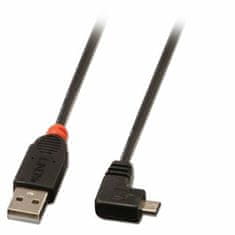 Lindy Kábel USB 2.0 A-MICRO-B M/M 0.5m, High Speed, uhľový 90° doľava