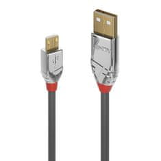 Lindy Kábel USB 2.0 A-MICRO-B M/M 2m, High Speed, sivý, Cromo Line, pozl. kon