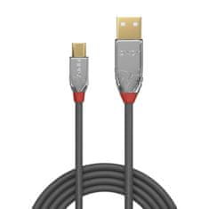 Lindy Kábel USB 2.0 A-MICRO-B M/M 1m, High Speed, sivý, Cromo Line, pozl. kon