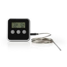 Nedis Meat Thermometer | Alarm / Timer | LCD Display | 0 - 250 °C | Black / Silver 