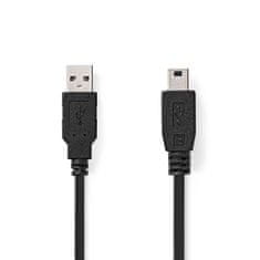 Nedis USB kábel | USB 2.0 | USB-A samec | USB Mini-B 5 pin Samec | 480 Mbps | Poniklované | 5,00 m | Okrúhle | PVC | Čierna | Označenie 