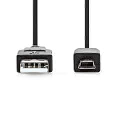 Nedis USB kábel | USB 2.0 | USB-A samec | USB Mini-B 5 pin Samec | 480 Mbps | Poniklované | 5,00 m | Okrúhle | PVC | Čierna | Označenie 