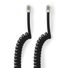 Nedis Telecom cable | RJ10 Male | RJ10 Male | 2.00 m | Cable design: Coiled | Cable type: RJ10 | Black 