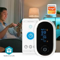 Nedis SmartLife kyslíkomer | Bluetooth | OLED displej | Zvukový alarm / Perfúzny index / Frekvencia pulzu / Vysoko presný snímač / Rušenie pohybu / Saturácia kyslíkom (SpO2) | biely 