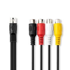 Nedis DIN audio kábel | DIN 5-kolíkový samec | 4x RCA, samica | Poniklované | 0,20 m | Okrúhle | PVC | Čierna | Označenie 