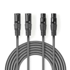 Nedis Balanced Audio Cable | 2x XLR 3-Pin Male | 2x XLR 3-Pin Female | Nickel Plated | 0.50 m | Round | PVC | Dark Grey | Cardboard Sleeve 
