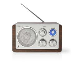 Nedis FM rádio | Dizajn dosky | FM | Napájací adaptér | Analógový | 15 W | Bluetooth | Hnedá 
