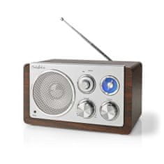Nedis FM rádio | Dizajn dosky | FM | Napájací adaptér | Analógový | 15 W | Bluetooth | Hnedá 