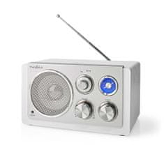 Nedis FM rádio | Dizajn dosky | FM | Napájací adaptér | Analógový | 15 W | Bluetooth | biely 