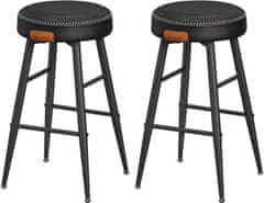 shumee Kolekcia Ekho – sada 2 barových stoličiek, vesty na stoličky, stoličky na raňajky, syntetická koža s prešívaním, 24,8-palcová domáca barová jedáleň, jednoduchá montáž, čierny atrament LBC080B01