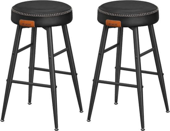 shumee Kolekcia Ekho – sada 2 barových stoličiek, vesty na stoličky, stoličky na raňajky, syntetická koža s prešívaním, 24,8-palcová domáca barová jedáleň, jednoduchá montáž, čierny atrament LBC080B01