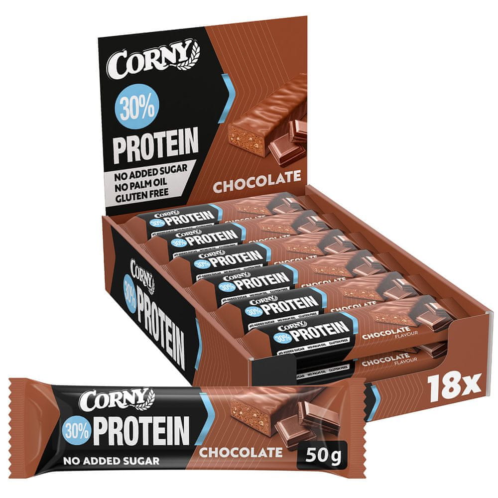 CORNY Proteín 30 % tyčinka mliečna čokoláda 18 x 50 g