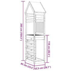 Vidaxl Hracia veža s lezeckou stenou 85x52,5x265cm impregnová borovica