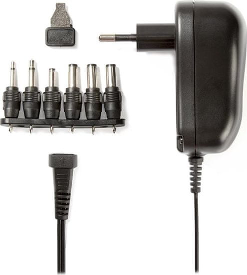 Nedis univerzální napájecí AC adaptér/ 12W/ 3 - 12 V DC/ 100 - 240 V AC/ 6 konektorů/ 1,8 m/ černý