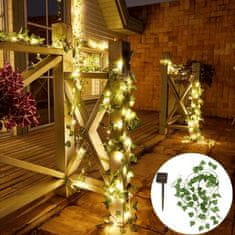 HOME & MARKER® Vonkajšie dekoratívne solárne osvetlenie s umelými listami (5 m, 50 svetielok – teplá biela farba) | LEAFGLO