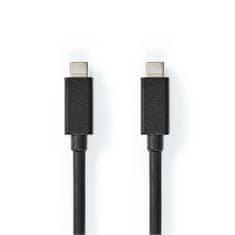 Nedis USB kábel | USB 3.2 Gen 2x2 | USB-C samec | USB-C samec | 100 W | 4K @ 60 Hz | 20 Gbps | Poniklované | 1,00 m | Okrúhle | PVC | Čierna | Označenie 