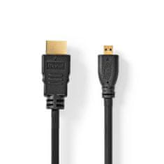 Nedis Vysokorýchlostný kábel HDMI s Ethernetom | HDMI konektor | HDMI Micro konektor | 4K @ 30 Hz | 10,2 Gbps | 1,50 m | Okrúhle | PVC | Čierna | Označenie 