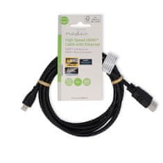 Nedis Vysokorýchlostný kábel HDMI s Ethernetom | HDMI konektor | HDMI Micro konektor | 4K @ 30 Hz | 10,2 Gbps | 1,50 m | Okrúhle | PVC | Čierna | Označenie 