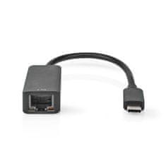 Nedis USB sieťový adaptér | USB 3.2 Gen 1 | 2,5 Gbps | USB-C samec | RJ45 samica | 0,2 m | Okrúhle | Pozlátené | Pocínovaná meď | Čierna | Obálka 