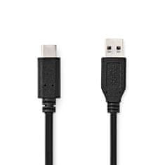 Nedis USB kábel | USB 3.2 Gen 2 | USB-A samec | USB-C samec | 60 W | 10 Gbps | Poniklované | 1,00 m | Okrúhle | PVC | Čierna | Označenie 