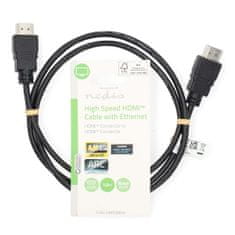 Nedis Vysokorýchlostný kábel HDMI s Ethernetom | HDMI konektor | HDMI konektor | 4K @ 30 Hz | ARC | 10,2 Gbps | 1,00 m | Okrúhle | PVC | Čierna | Označenie 
